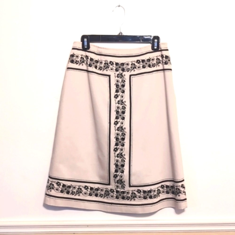 Embroidered Skirt,Black and Off-White, Harold's